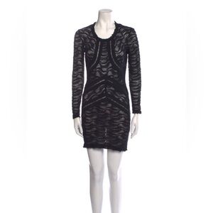 IRO Paris Black Stretch Lace Long Sleeve Dress